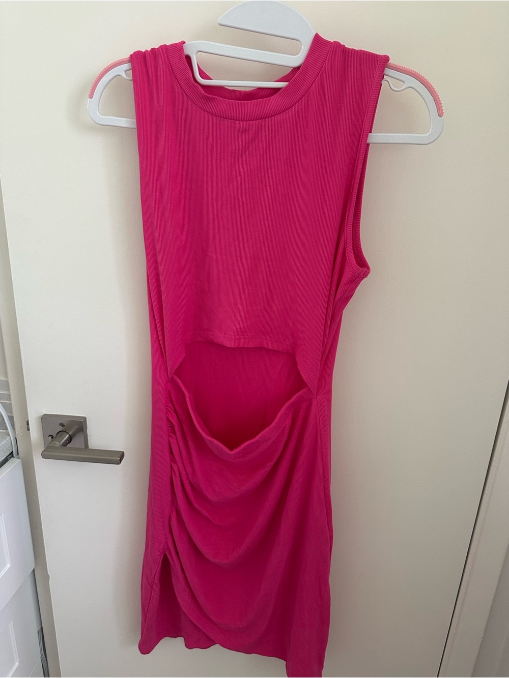 Sleeveless Cutout Midi Dress - Hot Pink